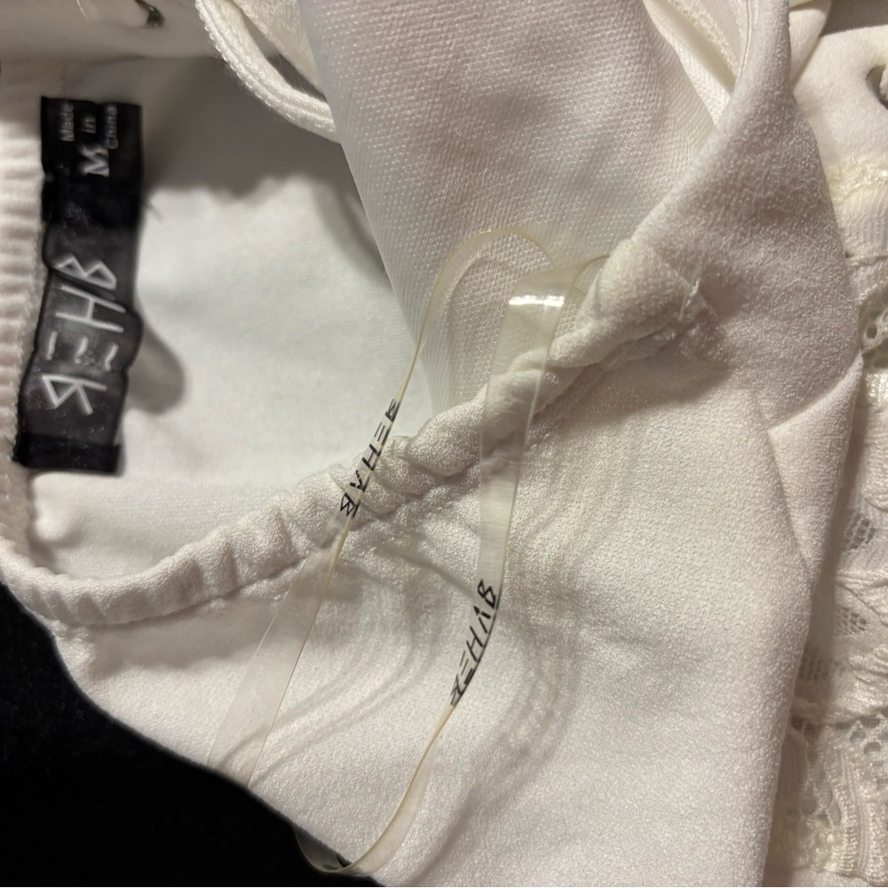 White Lace-Up Halter Bodysuit - Picture 10 of 15